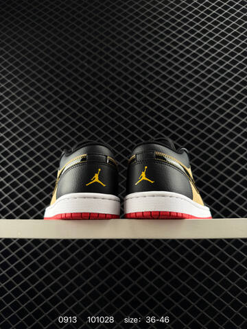 Jordan Air Jordan 1 Low HQ2016-200 Black Gold White Red EU 36-46 Basketball Shoe - Unisex (BS-80724)