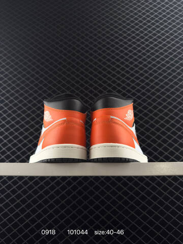 Jordan Air Jordan 1 Mid Black White Orange Sail 40-46 Basketball Shoe - Men's (BS-80682)