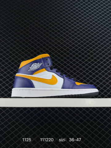 Jordan Air Jordan 1 Mid Purple Yellow White Black EU 36-47 Basketball Shoe - Unisex (BS-80190)