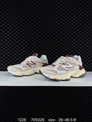 New Balance 9060 U9060ERC Beige White Burgundy Cream Black EU 36-46 5 Sneaker - Unisex (BS-82446)