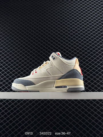 Jordan Air Jordan 3 Muslin Beige Grey Red Cream EU 36-47 Basketball Shoe - Unisex (BS-80721)
