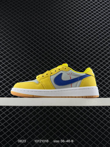 Jordan Air Jordan 1 Low OG SP Travis Scott Canary Yellow Light Grey Blue White Gum EU 36-46 Sneaker - Unisex (BS-80850)