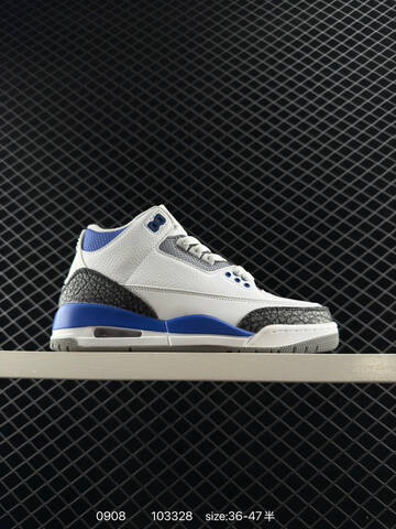 Jordan Air Jordan 3 Retro White Black Blue Grey EU 36-47 Basketball Shoe - Unisex (BS-80743)