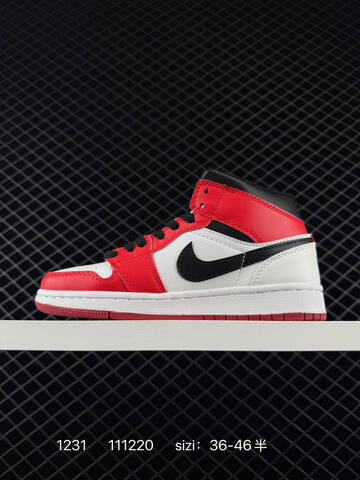 Jordan Air Jordan 1 Mid 554724 173 White Red Black EU 36-46 Basketball Shoe - Unisex (BS-79927)