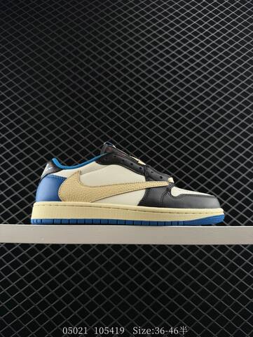 Jordan Air Jordan 1 Low Travis Scott DZ4137 106 Mocha Black White Sail Blue Cream Red EU 36-46 Skate Shoe - Unisex (BS-81322)