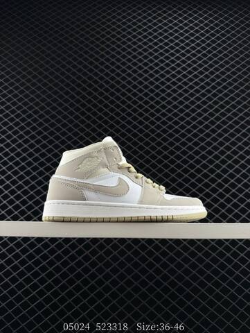 Jordan Air Jordan 1 Mid White Light Beige Cream EU 36-46 Sneaker - Unisex (BS-81307)