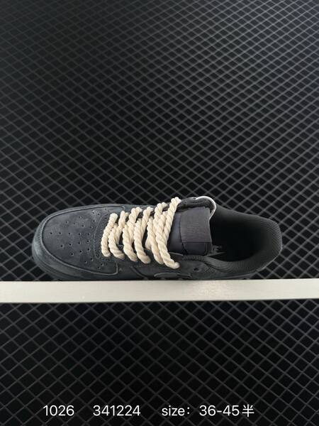 Nike Air Force 1 07 black dark grey suede with cream laces EU 36-45 lifestyle