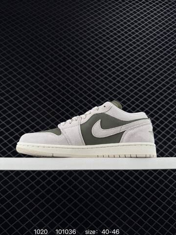 Jordan Air Jordan 1 Low OG HV4089-201 Light Grey Olive Green Sail EU 40-46 Sneaker - Men's (BS-80470)