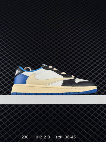 Jordan Travis Scott x Fragment Design x Air Jordan 1 Low OG Yellow Blue White Gum EU 36-45 Sneaker - Unisex (BS-79937)