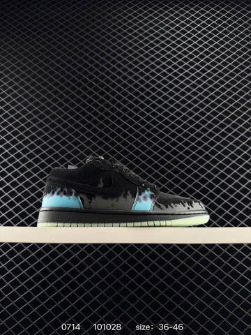 Jordan Air Jordan 1 Low Black Cyan Purple Glow Green EU 36-46 Sneaker - Unisex (BS-81068)