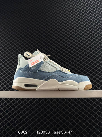 Jordan Air Jordan 4 Retro Denim Worn Blue Light Blue Blue White Gold Gum Brown EU 36-47 Basketball Shoe - Unisex (BS-80784)