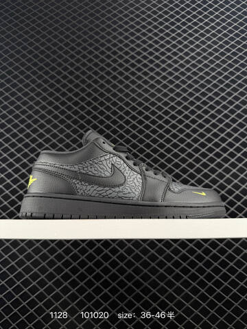Jordan Air Jordan 1 Low Elephant SE Black Grey Neon Yellow EU 36-46 Sneaker - Unisex (BS-80167)