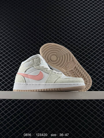 Jordan Air Jordan 1 Mid White Light Beige Pink Tan EU 36-47 Sneaker - Unisex (BS-80902)