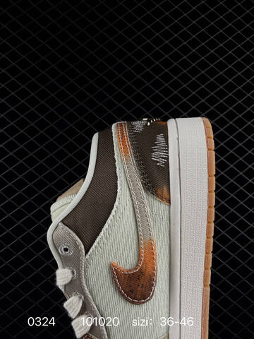 Jordan Air Jordan 1 Low SE Multi Color Distressed Light Green Brown White Orange EU 36-46 Sneaker - Unisex (BS-79616)