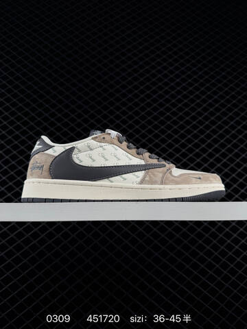 Jordan Air Jordan 1 Low OG SP Stussy Travis Scott Light Grey Dark Grey White EU 36-45 Sneaker - Unisex (BS-79685)
