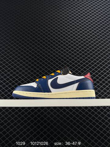 Jordan Air Jordan 1 Low White Navy Blue Red Yellow Cream EU 36-47 Sneaker - Unisex (BS-80402)