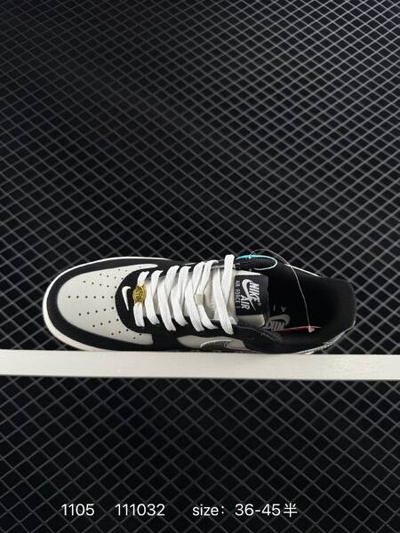 Nike Air Force 1 07 HQ1967-100 Black White with metallic silver-camo Swoosh and gum pink outsole EU 36-45 5 lifestyle