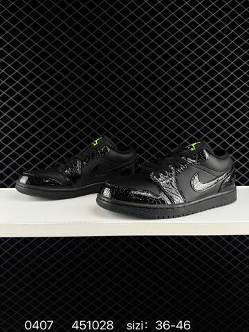 Jordan Air Jordan 1 Low Black Neon Green EU 36-46 Sneaker - Unisex (BS-79540)
