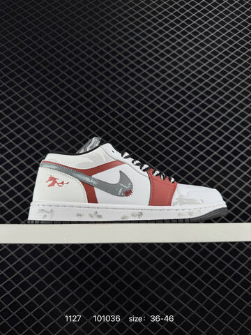 Jordan Air Jordan 1 Low White Red Grey Black EU 36-46 Sneaker - Unisex (BS-80175)
