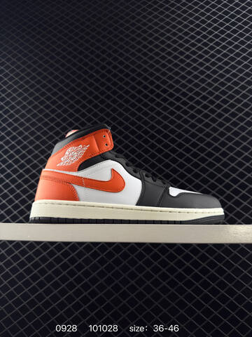 Jordan Air Jordan 1 Mid Black White Orange Sail EU 36-46 Basketball Shoe - Unisex (BS-80606)