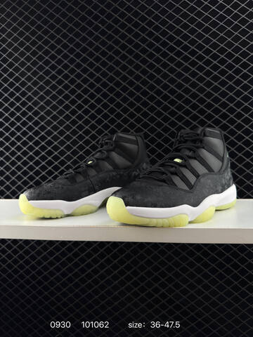 Jordan Air Jordan 11 Black White Neon Yellow EU 36-47 5 Basketball Shoe - Unisex (BS-80598)