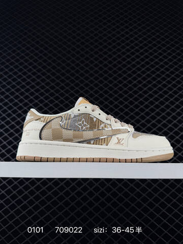 Jordan Air Jordan 1 Low Travis Scott Reverse Mocha Louis Vuitton Custom Beige Grey Light Blue EU 36-45 Sneaker - Unisex (BS-79918)