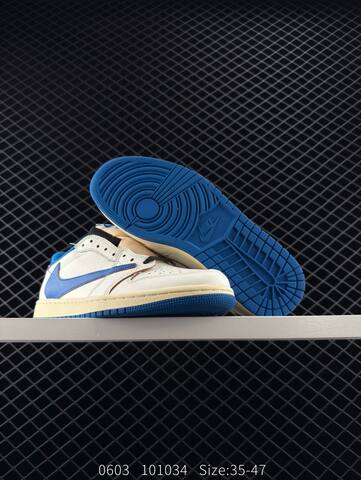 Jordan Air Jordan 1 Low OG Travis Scott Fragment Design White Blue Cream Brown Black EU 35-47 Sneaker - Unisex (BS-81266)