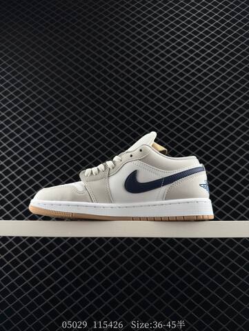 Jordan Air Jordan 1 Low White Light Grey Navy Blue Gum Brown EU 36-45 Sneaker - Unisex (BS-81287)
