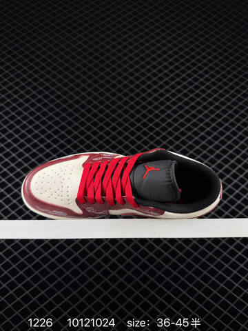 Jordan Air Jordan 1 Low 553558-040 Sail Burgundy Red Black White EU 36-45 Sneaker - Unisex (BS-79989)