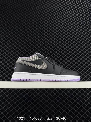 Jordan Air Jordan 1 Low Black White Light Purple Grey EU 36-40 Basketball Shoe - Unisex (BS-80464)