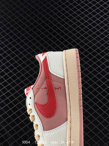 Jordan Travis Scott x Air Jordan 1 Low White Pink Red Beige EU 36-47 Sneaker - Unisex (BS-80585)