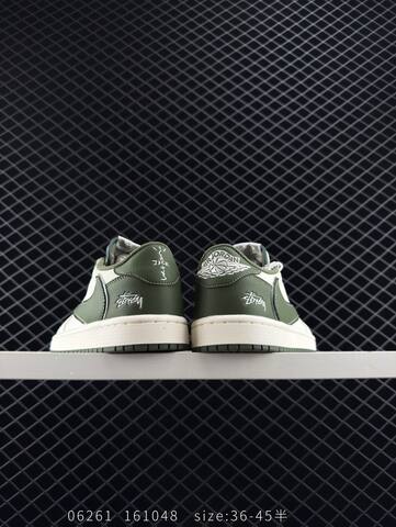 Jordan Air Jordan 1 Low Stussy Travis Scott Sail Dark Olive Green White EU 36-45 Sneaker - Unisex (BS-81145)