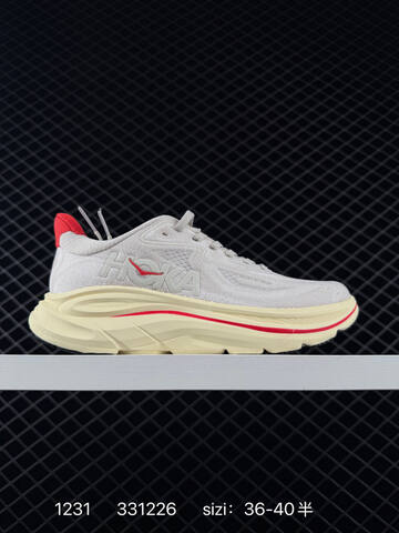 HOKA ONE ONE Clifton 10 Light Grey Peach Blue Red Dark Grey EU 36-40 Running Shoe Running Sneakers - Unisex (BS-86336)