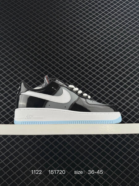 Nike Air Force 1 Low Black Grey White with icy blue outsole EU 36-45 lifestyle