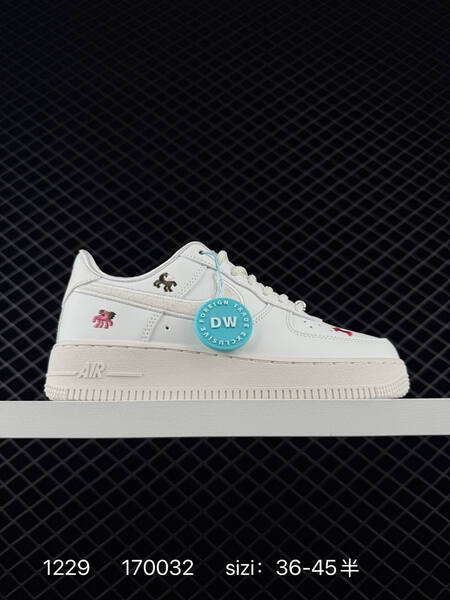 Nike Air Force 1 07 white cream with multicolor embroidery 36-45 lifestyle