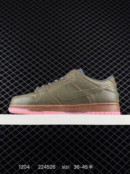Nike SB Dunk Low Pro olive gray with pink outsole and brown midsole EU 36-45 skate lifestyle