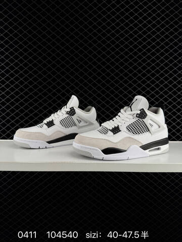Jordan Air Jordan 4 Retro White Light Grey Black EU 40-47 5 Basketball Shoe - Men's (BS-79513)