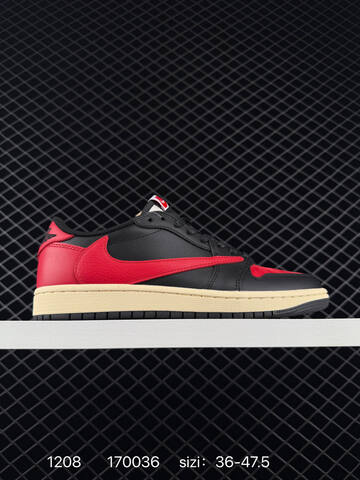 Jordan Travis Scott x Air Jordan 1 Low OG Black White Red Gum EU 36-47 5 Sneaker - Unisex (BS-80087)