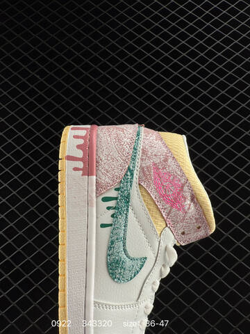Jordan Air Jordan 1 Mid White Pink Teal Pale Yellow EU 36-47 Basketball Shoe - Unisex (BS-80651)
