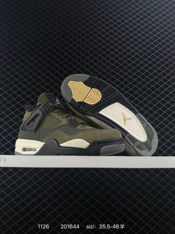 Jordan Air Jordan 4 Retro Olive Green Black Cream Pale Gold EU 35 5-48 Basketball Shoe - Unisex (BS-80186)