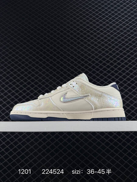 Nike Dunk Low cream white with iridescent silver and navy 36-45 5 skate lifestyle