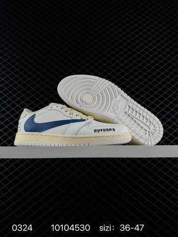 Jordan Air Jordan 1 Low OG Travis Scott Fragment Custom White Blue Cream Black EU 36-47 Sneaker - Unisex (BS-79613)