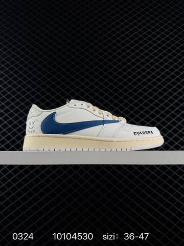 Jordan Air Jordan 1 Low OG Travis Scott Fragment Custom White Blue Cream Black EU 36-47 Sneaker - Unisex (BS-79613)