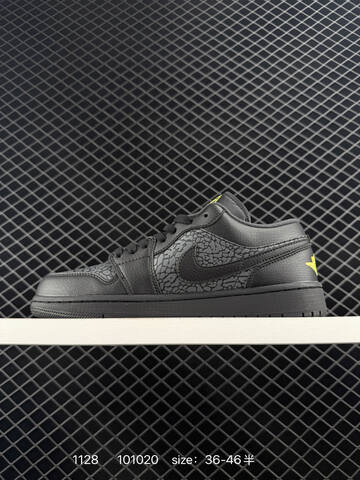 Jordan Air Jordan 1 Low Elephant SE Black Grey Neon Yellow EU 36-46 Sneaker - Unisex (BS-80167)