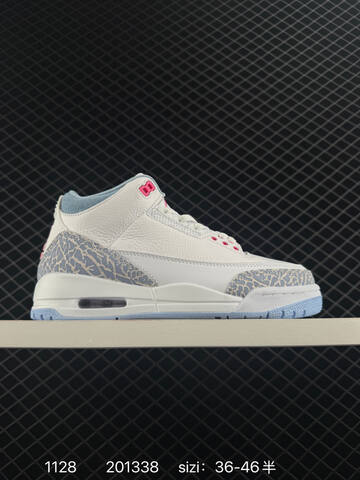 Jordan Air Jordan 3 Retro White And Cobalt Bliss White Light Blue Pink EU 36-46 Basketball Shoe - Unisex (BS-80165)