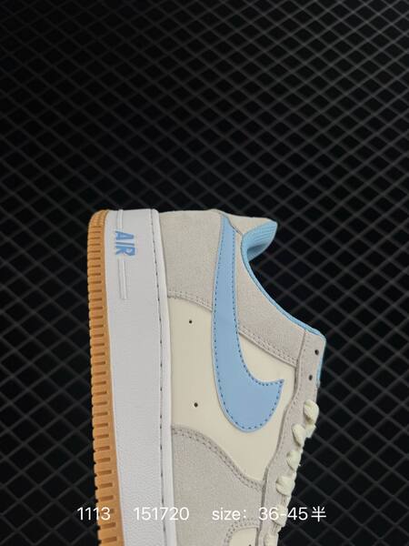 Nike Air Force 1 07 Low white light grey with light blue swoosh and lining gum sole EU 36-45 5 lifestyle