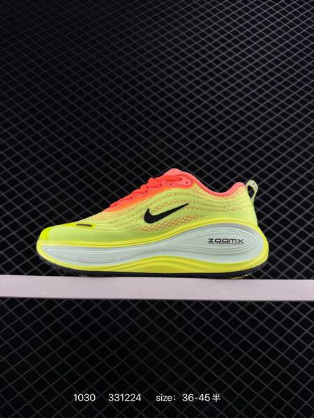 Nike Air Zoom Vomero Plus neon yellow volt with coral orange accents and black swoosh 36-45 5 running lifestyle