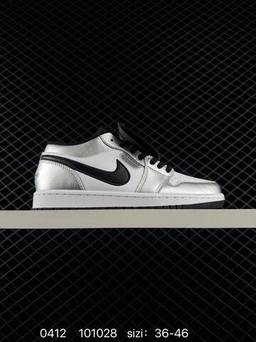 Jordan Air Jordan 1 Low White Metallic Silver Black EU 36-46 Sneaker - Unisex (BS-79502)