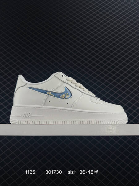 Nike Air Force 1 07 white with blue swoosh EU 36-45 lifestyle