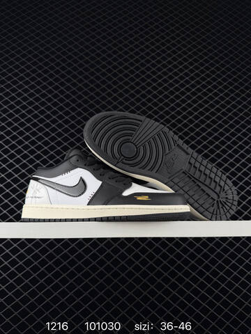 Jordan Air Jordan 1 Low 553558-067 Black White Sail Metallic Gold EU 36-46 Sneaker - Unisex (BS-80048)